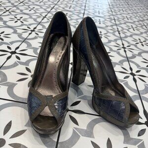 Coach Two Tone, Green/Blue Platform Heels, Size 8